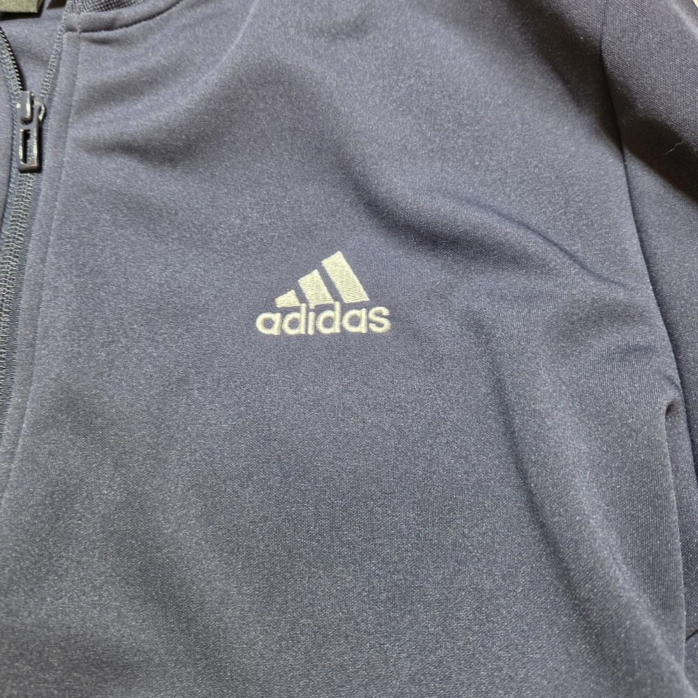 Adidas Track Jacket Mens 2XL Navy Blue Full Zip 3 Stripe Athletic Sportswear - Picture 5 of 10
